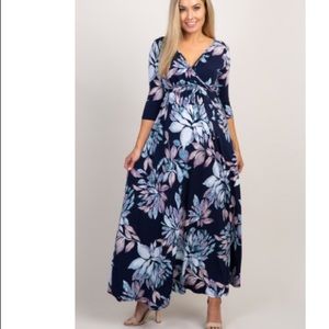 Blue Floral Maternity Maxi